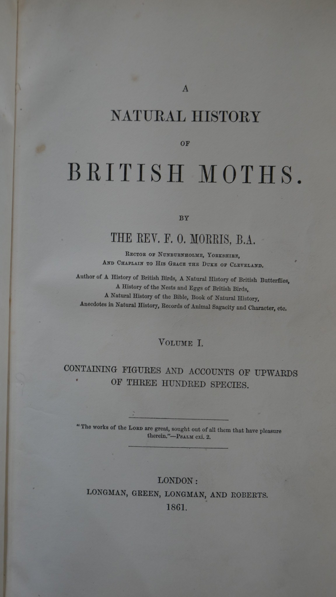 Morris, The Rev. F. O. A Natural History of British Moths, one volume, London: Longman Green, - Image 4 of 6
