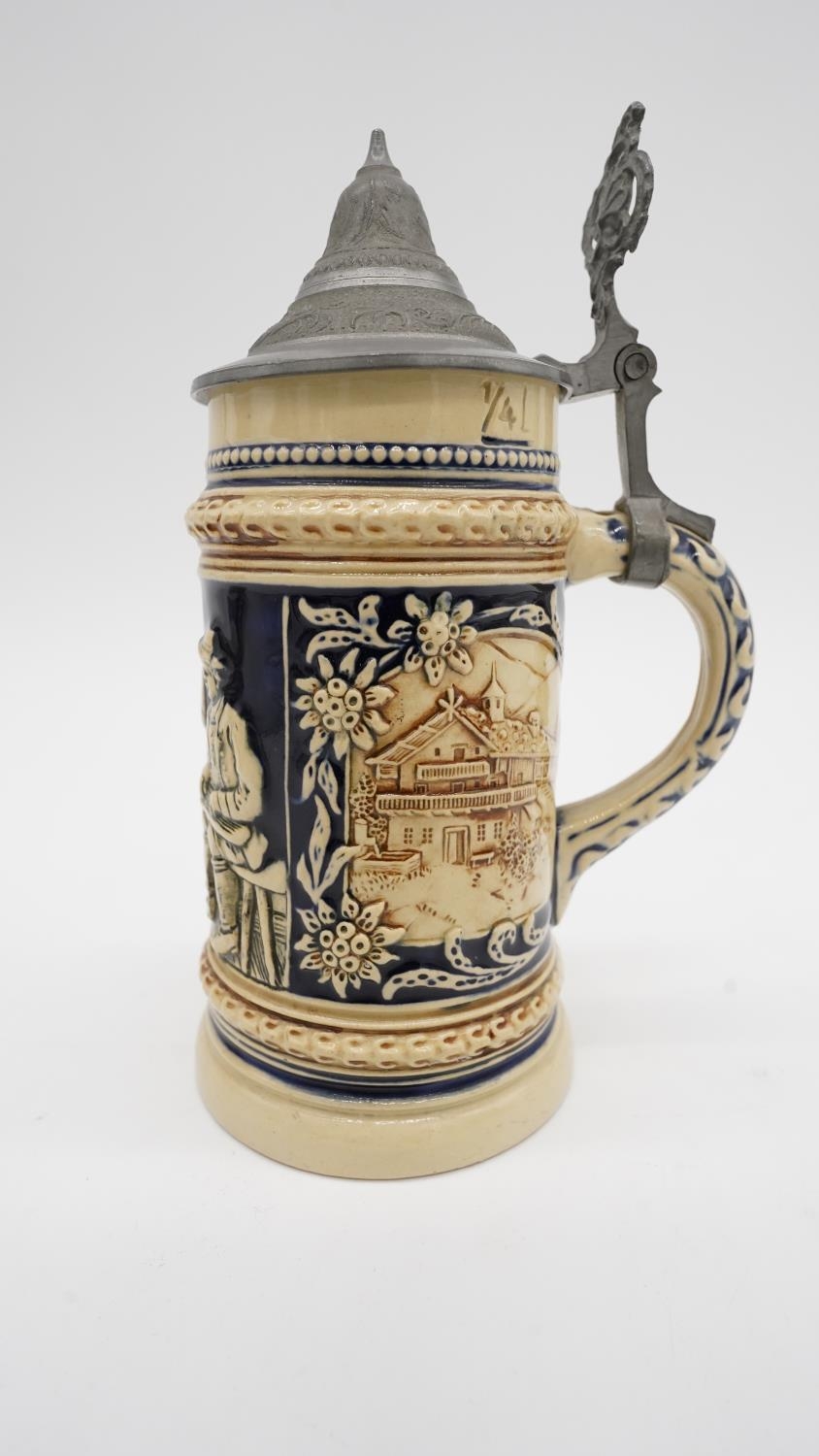 A collection German salt glaze steins in various sizes along with a Crown Ducal Harmony Guinness - Image 14 of 31