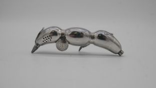 A Wah Hing Chinese silver salt shaker in the form of a Lotus pod. weight 27g.