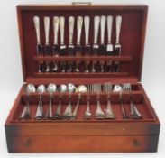 A wooden cased collection of silver plate cutlery, various makers. Makers mark William Briggs and