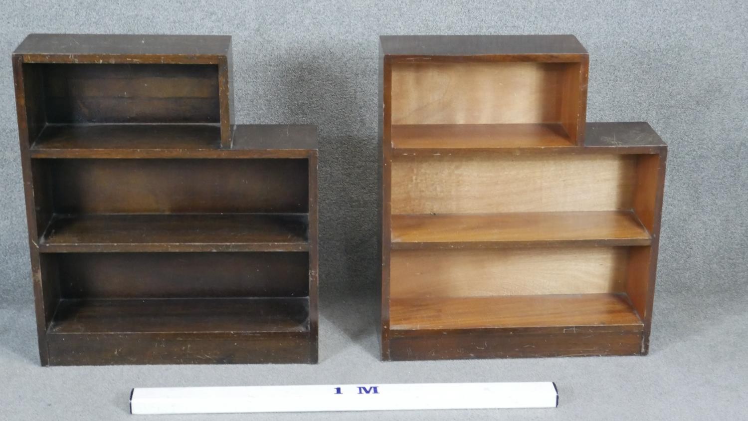 A pair of mid century teak open bookcases. H31 W69 D20cm - Image 2 of 3