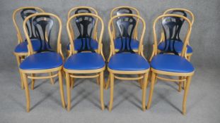 A set of eight vintage bentwood cafe dining chairs