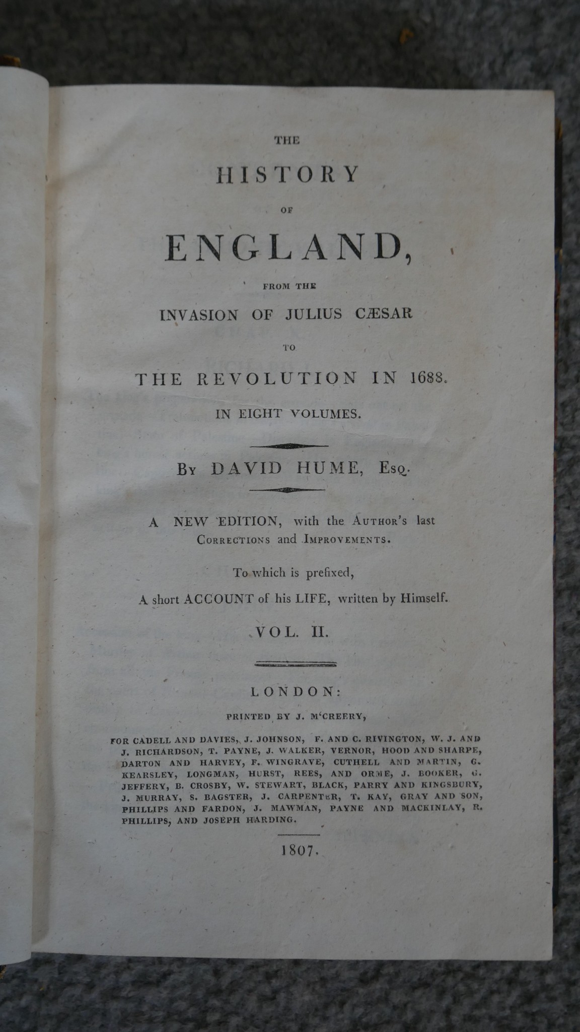Hume, David The History of England. London, 1807, new edition, 7vo, 2-8. Retailers label in the - Image 4 of 6