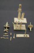 A Napoleonic prisoner of war carved bone automaton of Spinning Jenny. Incomplete.