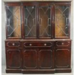 A Georgian style mahogany breakfront library bookcase. H.195 W.182 D.35cm