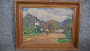 Dymond Field, a framed oil on board, Impressionist landscape, signed. H.33 W.43cm