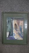 A framed and glazed watercolour, Impressionist style figural study, indistinctly signed. H.39 W.33cm