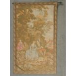 A finely woven tapestry with metal hanging rod. L.132 W.82cm