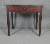 A 19th century distressed painted side table. H.76 W.86 D.56cm