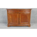 A 19th century style mahogany bow fronted side cabinet. H.90 W.120 D.54cm