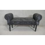 A contemporary upholstered scroll end window seat. H.55 W.100 D.30cm