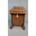 A Victorian burr walnut and satinwood inlaid Davenport with inset leather writing slope above four