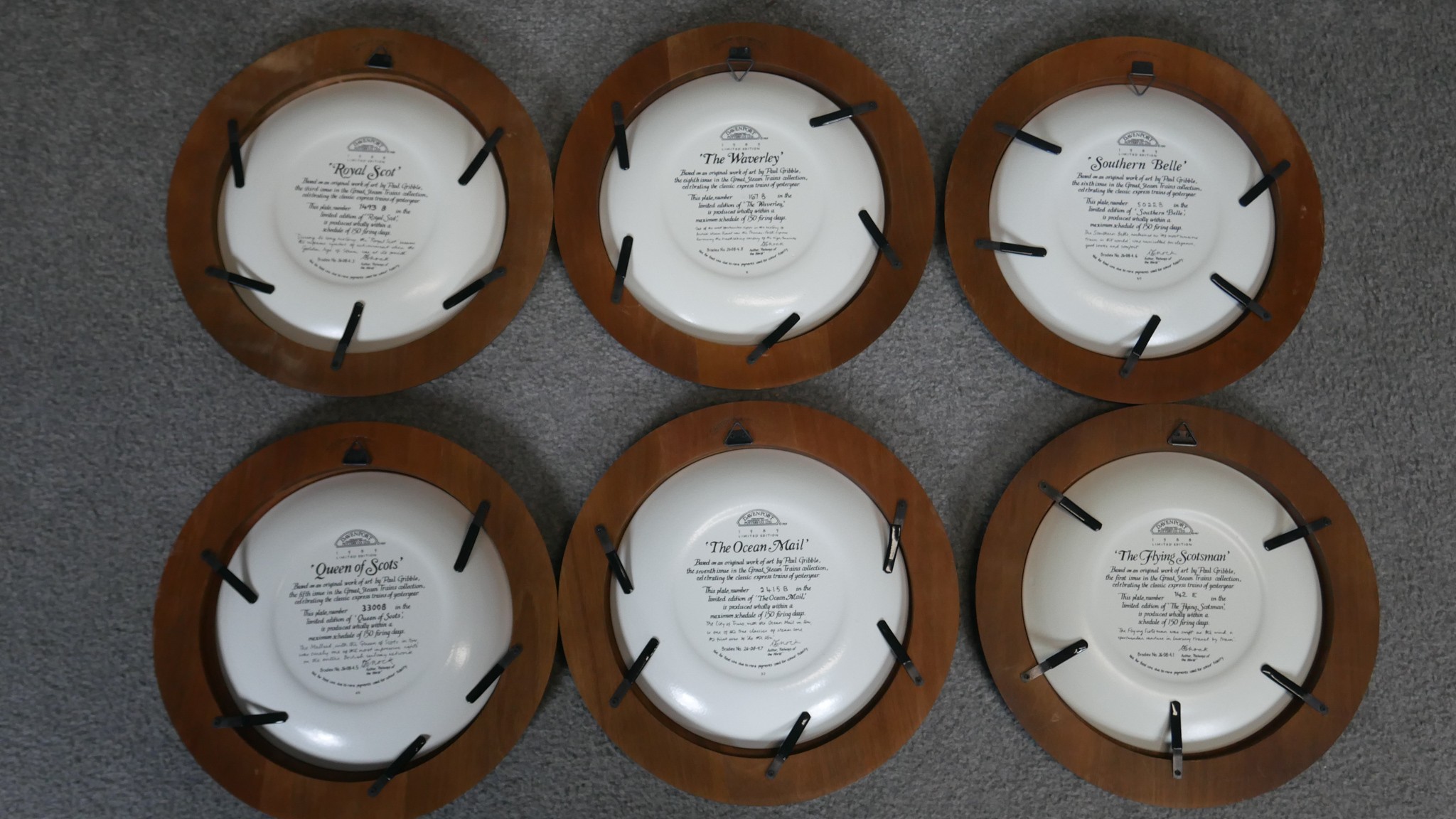 Six wooden framed limited edition Davenport transfer design ceramic plates by Paul Gribble from - Image 4 of 4