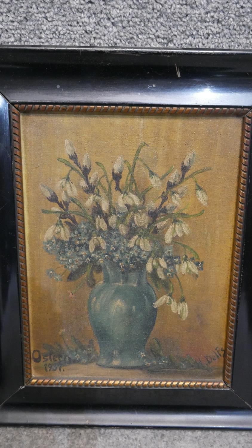 A collection of three framed oils on canvas. still life flowers, signed. H.49 W.62cm (Largest) - Image 3 of 8