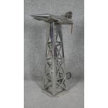 A vintage style chrome lamp in the form of a jet plane on a tower. W.20 D.20 H.66