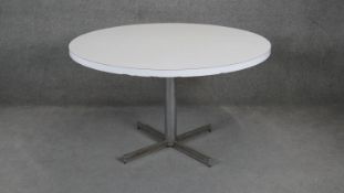 A vintage circular dining table on chrome base. D121 H71cm