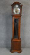 A Georgian style longcase clock with brass and steel dial in mahogany case. H.200cm