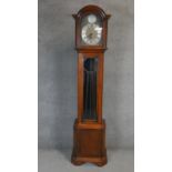 A Georgian style longcase clock with brass and steel dial in mahogany case. H.200cm