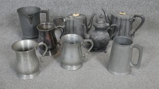 A miscellaneous collection of 19th century pewter and silver plated ware.