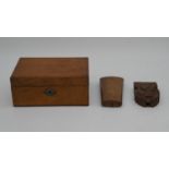 A 19th century mahogany jewellery box, a 19th century Continental inlaid box with carved Chinese