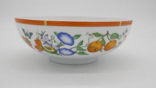 A Hermes La Siesta pattern porcelain serving bowl. Makers mark to the base. Dia.20cm