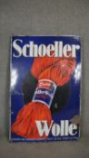 A large vintage German coloured enamel advertising sign for Schoeller Woole. H.118 W.77cm