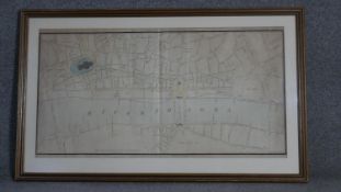 A framed and glazed 19th century map of the River Thames. W.111 H.67