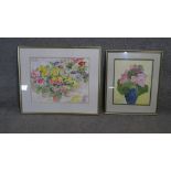 Two framed and glazed watercolour floral studies. H.55 W.63cm (Largest).