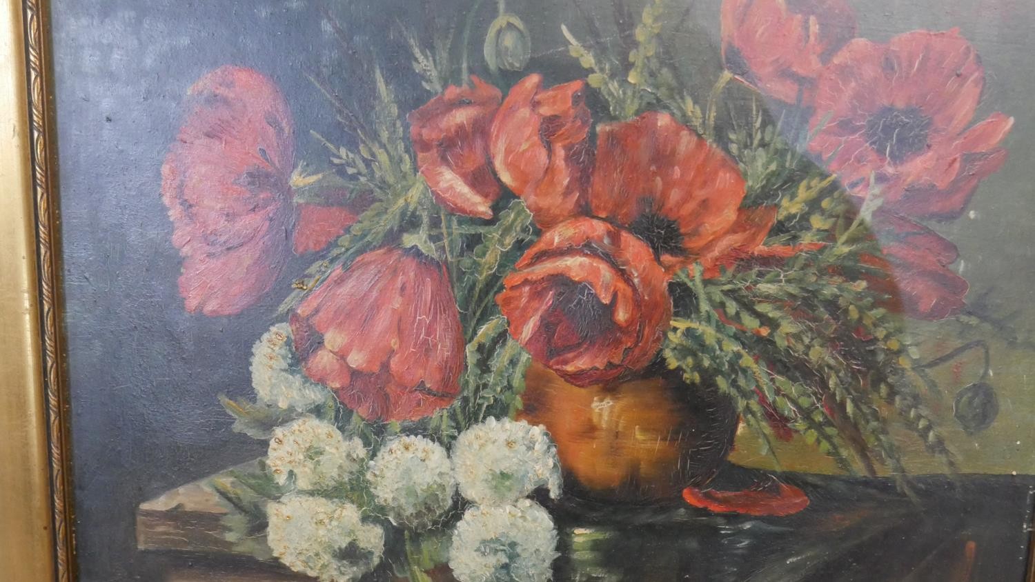 A collection of three framed oils on canvas. still life flowers, signed. H.49 W.62cm (Largest) - Image 7 of 8