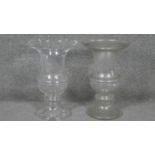 A pair of large glass campana shaped vases