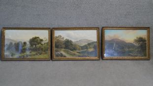 Three gilt framed oils on canvas of country landscape scenes, signed T. Spinks,1899. H.48 W.65cm (