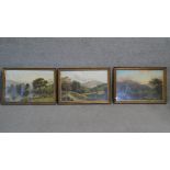 Three gilt framed oils on canvas of country landscape scenes, signed T. Spinks,1899. H.48 W.65cm (