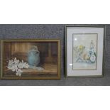 Two framed and glazed watercolour still life studies. H.37 W.47cm