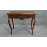 A 19th century mahogany serpentine fronted card table on cabriole supports. H.72 W.80 D.40 (D.80