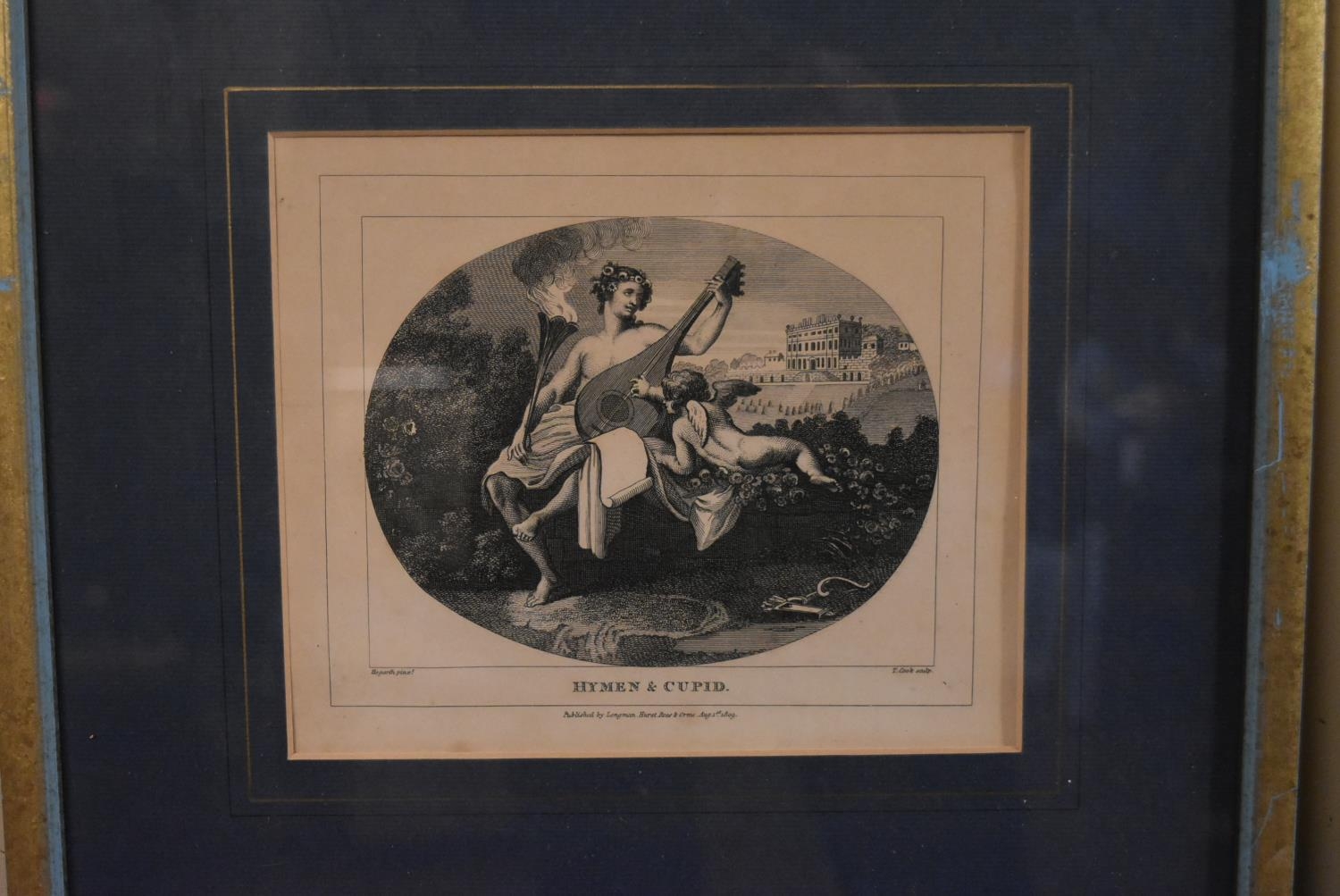 A pair of framed and glazed prints, Gates of Calais and Hymen and Cupid. H.33 W.34cm (2) - Image 2 of 8
