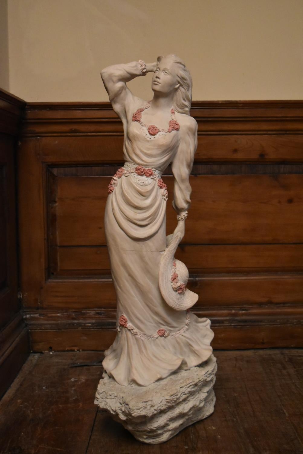 Alice Heath - a plaster sculpture of a woman with painted detail, signed by artist. H.78 W.34cm - Image 2 of 7