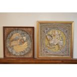 A pair of Indian framed embroideries with sequin embellishment. H.54 W.54cm (2)