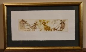 A framed and glazed etching, Shakespeares 'Pyromus and Thisby', signed and numbered by 'Michael