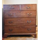 A19th century country oak chest of drawers with brass swan neck handles. H.109 W.103 D.50cm