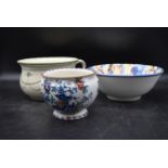 A Royal Doulton Chamber Pot along with two handpainted ceramic dishes with 'Made in Italy' stamped