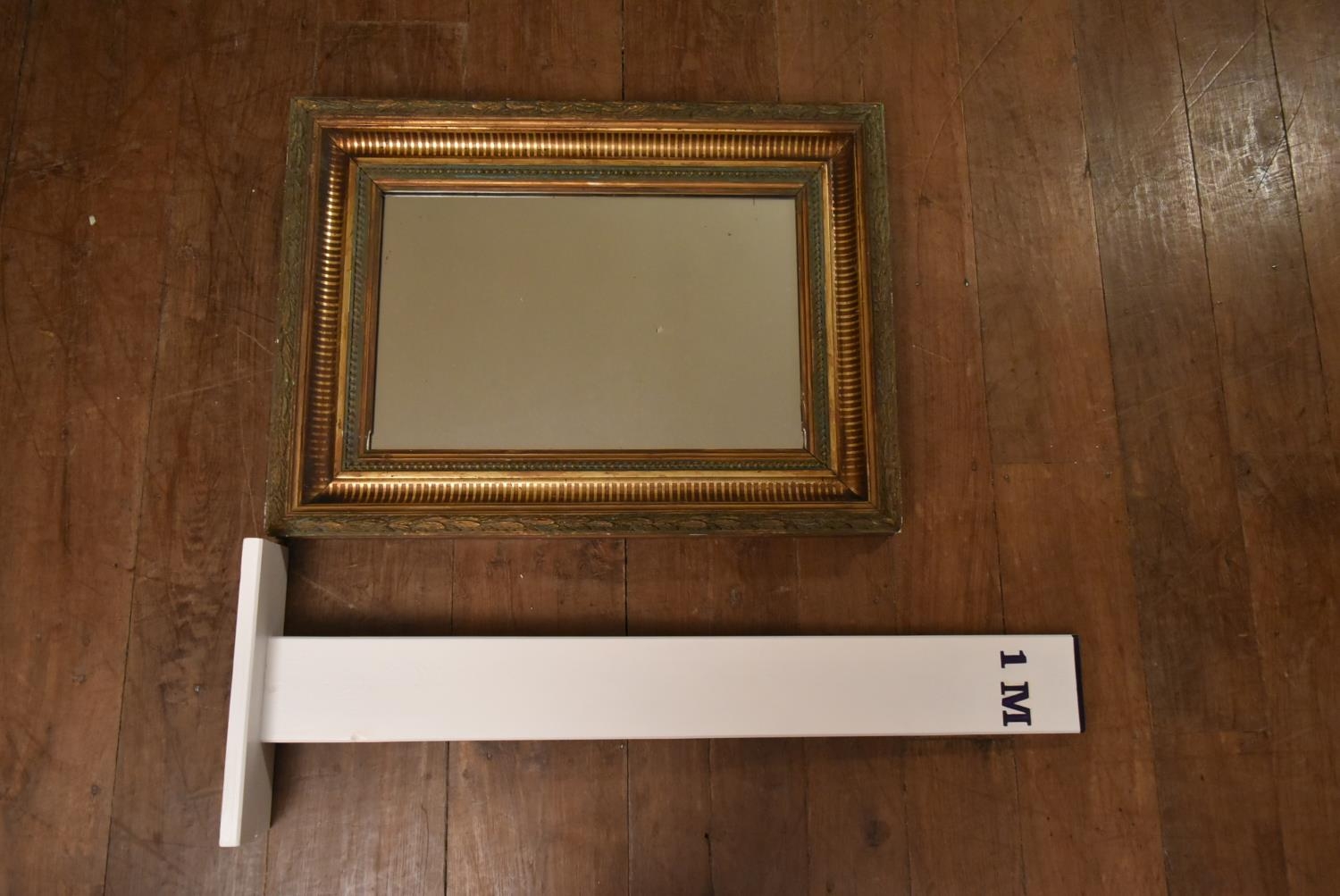 A 19th century carved gilt framed mirror with laurel motif and beading. H.57 W.77cm - Image 3 of 5