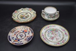 A miscellaneous collection of chinaware. Including, two 19th century handpainted floral design