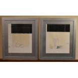 A pair of framed and glazed prints, abstract compositions; Choisy. H.69 W.59cm (2)