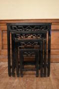 A nest of four graduating Chinese hardwood occasional tables. H.60 W.50 D.35cm (largest)