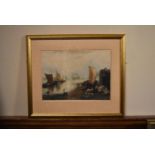 John Cother Webb - A 19th century framed and glazed mezzotint, after Turner of 'Sun rising in a