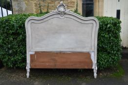 A Rococo style painted French headboard. H.155 W.145cm