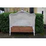 A Rococo style painted French headboard. H.155 W.145cm