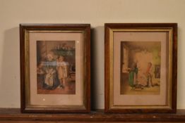 A pair of 19th century framed and glazed Baxter prints with impressed marks. H.25 W.20cm (2)