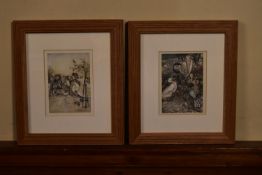A pair of original Arthur Rackham lithographs, Lewis Carroll, framed and glazed. H.31 W.27cm (2)