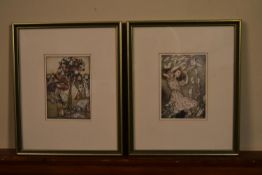 A pair of original Arthur Rackham lithographs, Lewis Carroll, framed and glazed. H.30 W.26cm (2)